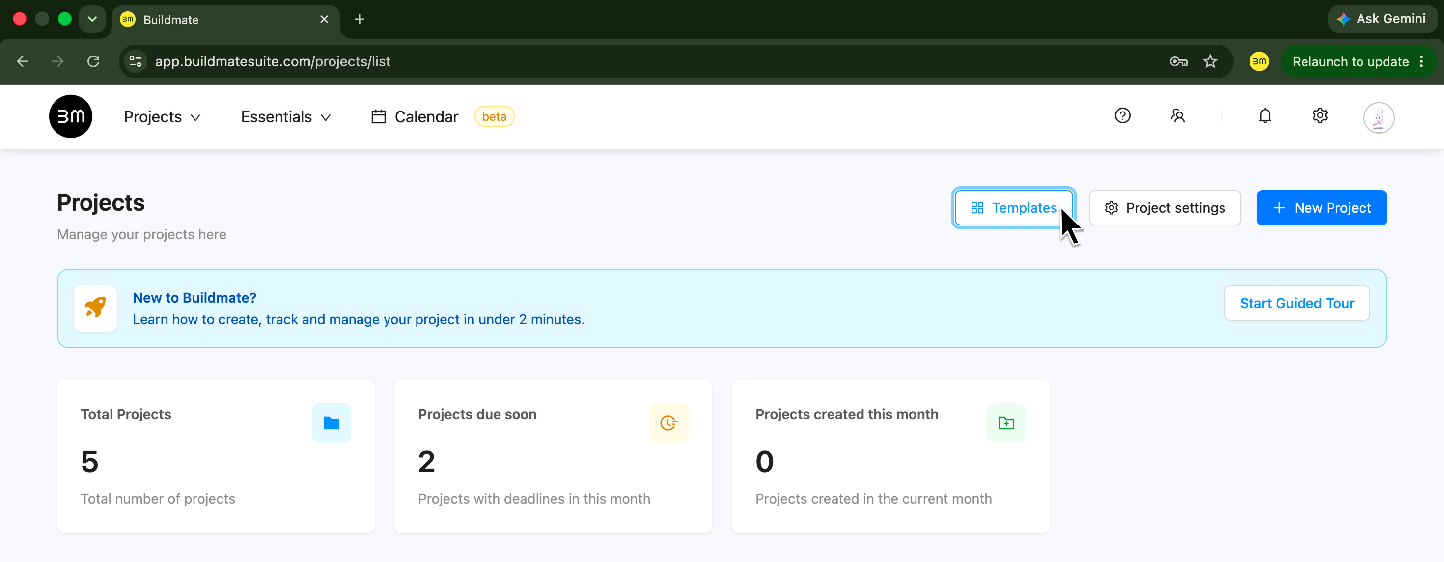Click Templates button to locate custom templates