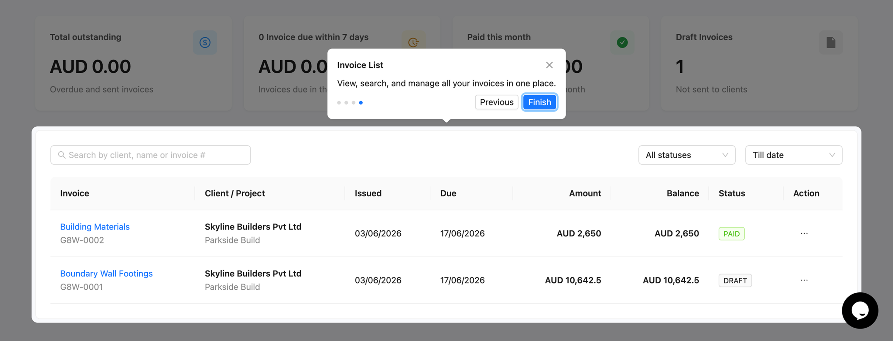 Invoice Listing
