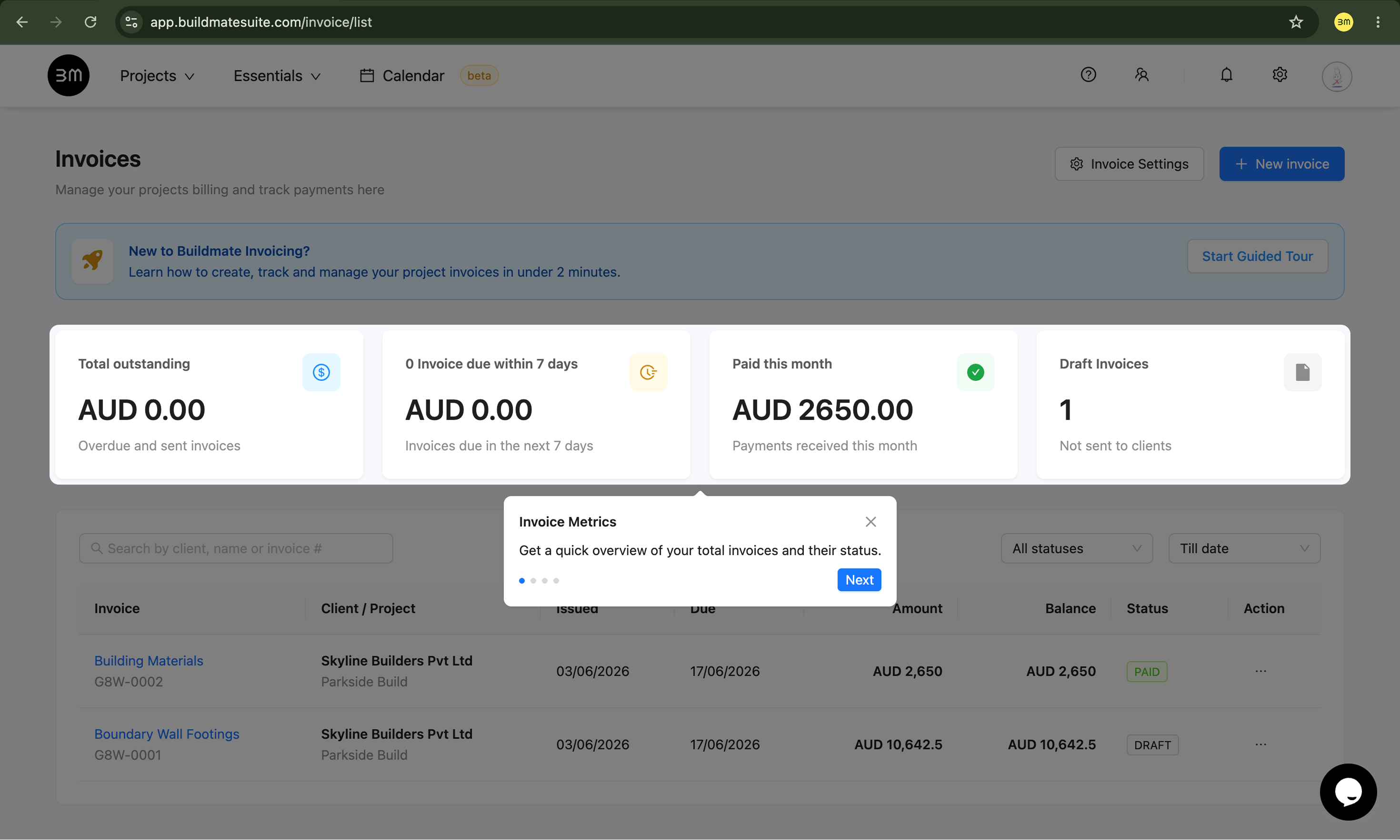Invoice Metrics