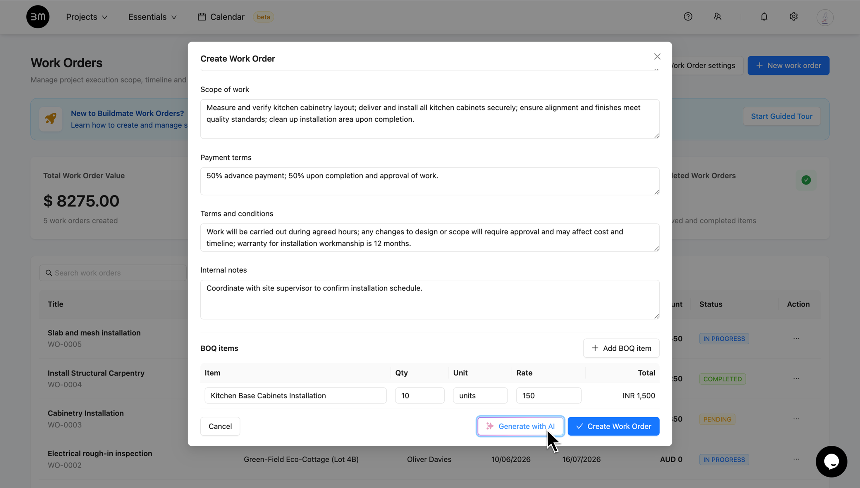 Generate Work Order with AI