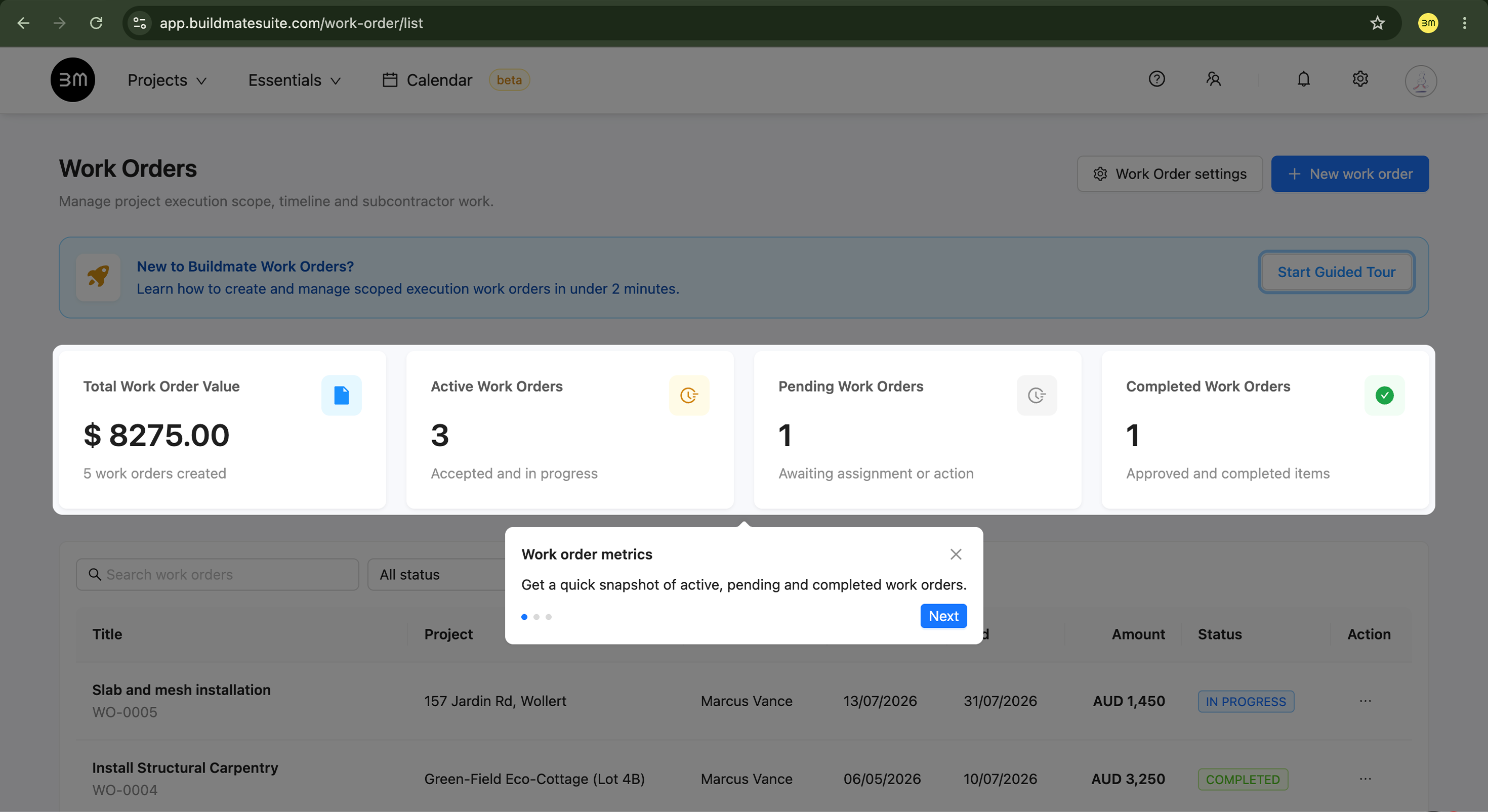 Work Order Metrics