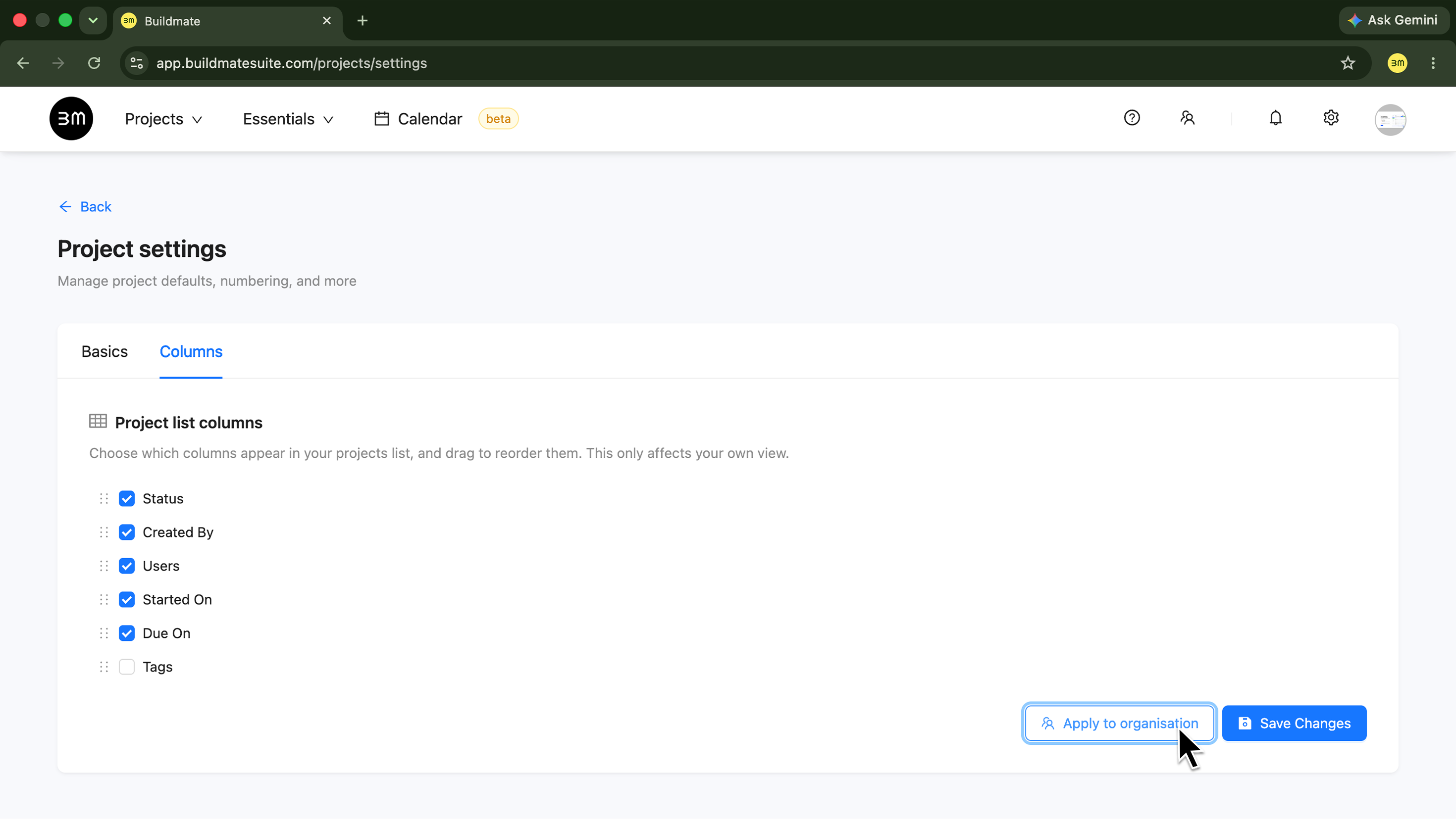 Apply current selection to all users