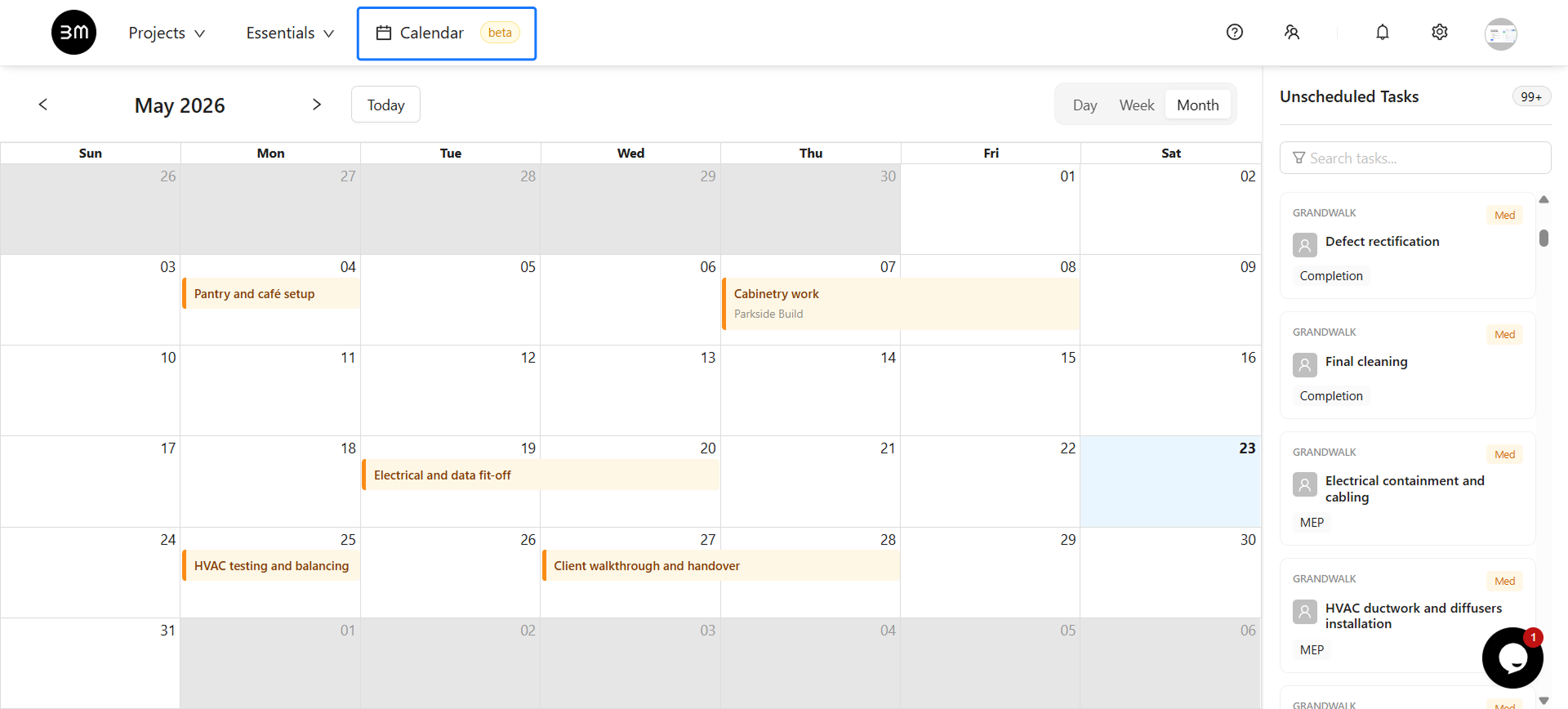 Project Calendar View